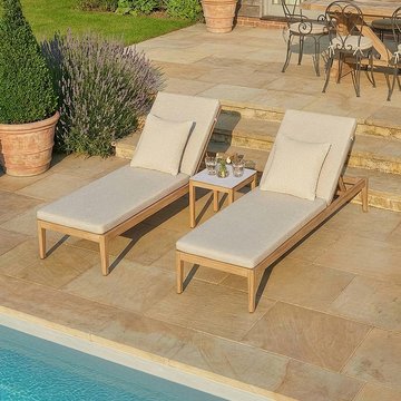 Burford garden sun lounger set - almond