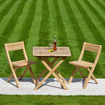 Roble wood 2 seater folding square garden tea set