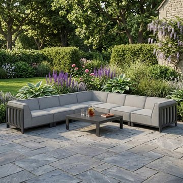 Ibiza large corner garden sofa set - coffee table - ceramic top - zinc grey