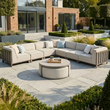 Ibiza large corner garden sofa set - with footstool - coffee table - ceramic top - latte