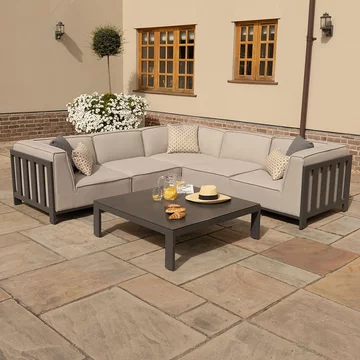 Ibiza small corner garden sofa set - coffee table - ceramic top - oatmeal