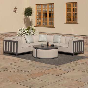 Ibiza small corner garden sofa set - with footstool - coffee table - ceramic top - oatmeal