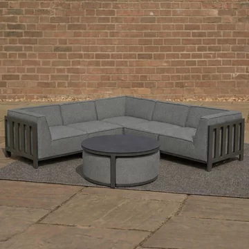 Ibiza small corner garden sofa set - with footstool - coffee table - ceramic top - zinc grey
