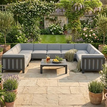 Ibiza u shape garden sofa set - coffee table - ceramic top - zinc grey