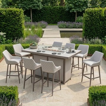 Regal garden fire pit bar set - 8 seater - latte