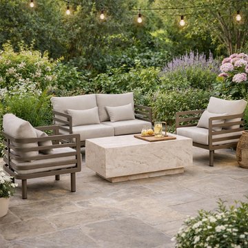 Metro garden sofa set - 2 seater - coffee table - sintered stone top - cafe
