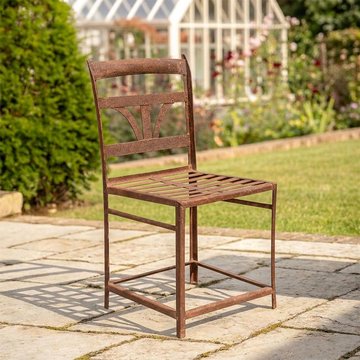 Unique one of a kind - industrial outdoor chair - slatted back - distressed rust effect - metal