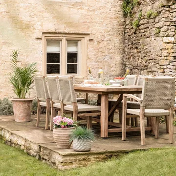 Chilford outdoor solid wood table and dining chair set large