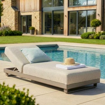 Ibiza garden sun lounger - latte