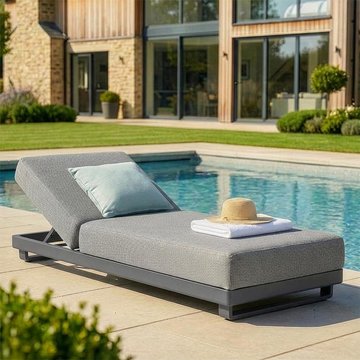 Ibiza garden sun lounger - zinc grey