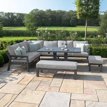 New york corner garden dining set - rising table - dove grey