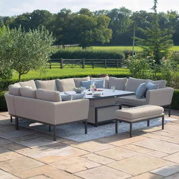 Pulse u shape corner garden dining sofa set - rising table - with bench - oatmeal