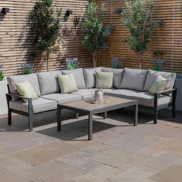 Vancouver large corner garden sofa set - with table - dove grey