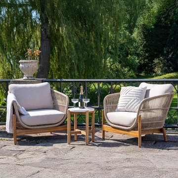 Terracina round garden bistro set - 2 seater - beige rope
