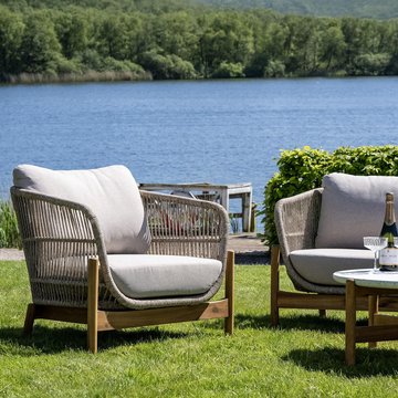 Terracina garden lounge chair - beige rope
