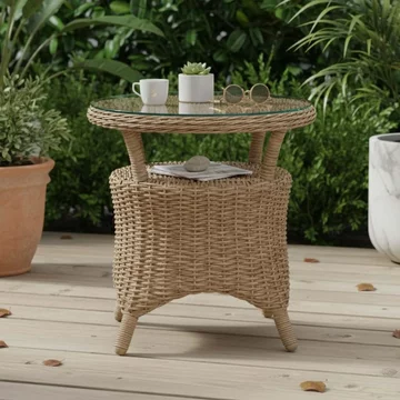 Brayford outdoor side table natural rattan