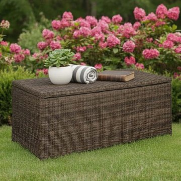 Skala outdoor storage box large dark rattan