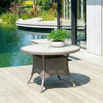 Hazelmere round dining table - 4 seater - 115cm - garden - grey weave