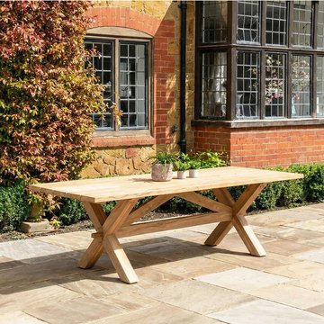 Plank dining table - 10 seater - 240cm - garden - teak wood
