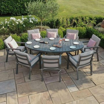 New york oval garden dining set - 8 seater - 220cm - dove grey