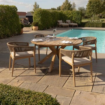 Porto round garden dining set - 4 seater - 135cm - sandstone