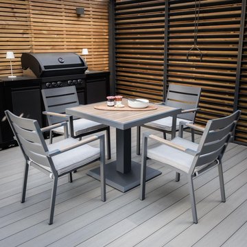 Vancouver garden dining set - 4 seater - square - 90cm - dove grey