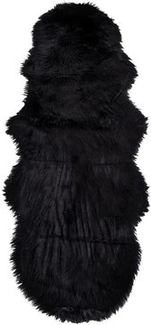 Throw - faux lambskin - black