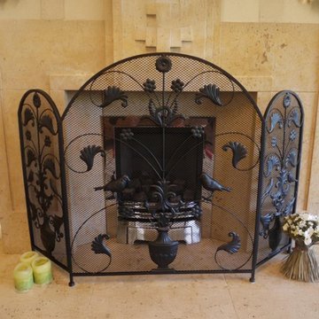 Black metal fire screen - set of 2