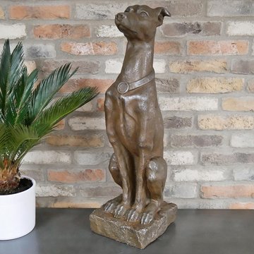 Brown sitting dog statue - set of 2 - resin