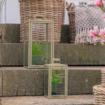 Corfu lantern - green steel - set of 2