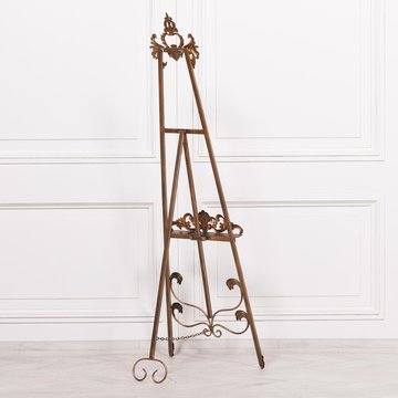 French style metal easel - antiqued gold