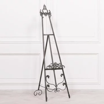 French style metal easel - antiqued silver