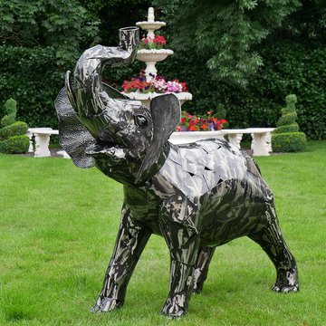Grey metal elephant statue