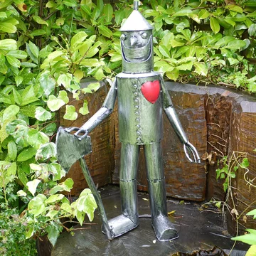 Medium tin man statue - set of 2 - grey metal