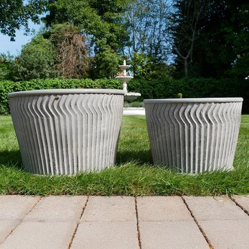 Garden tub - set of 2 - grey metal - small