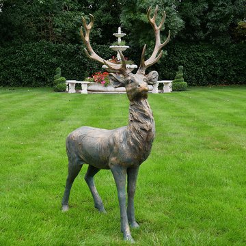 Stag deer statue - grey resin - outdoor