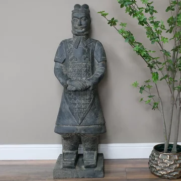 Grey warrior statue - standing - resin