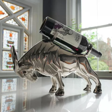 Bull bottle holder - metal - set of 2