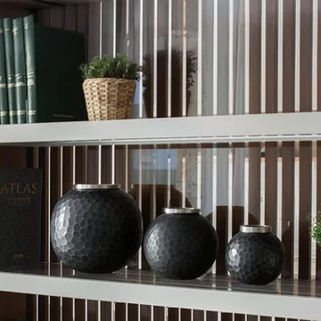 Sloane vase - dark grey - round - set of 3 - metal