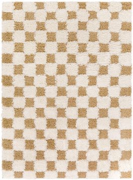 Urban rug - modern shaggy - usg2346 - cream checkered - sizes available