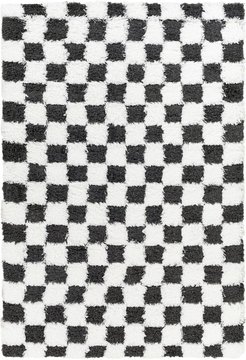 Urban rug - shaggy modern plush pile - black & white checkered - sizes available