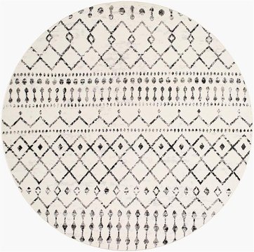 Pisa round rug - ethnic berber - black & grey - 160cm x 160cm