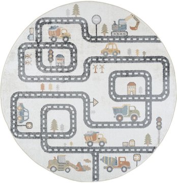 Lillian round kids rug - machine washable - lll2347 - beige - 160cm x 160cm