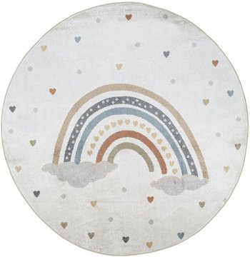 Lillian round kids rug - machine washable - lll2348 - beige - 160cm x 160cm