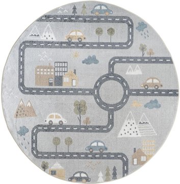Lillian round kids rug - machine washable - lll2349 - light grey - 160cm x 160cm