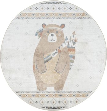 Lillian round kids rug - machine washable - lll2350 - beige - 160cm x 160cm