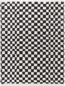 Birmingham rug - modern shaggy checkered - ivory & black - sizes available