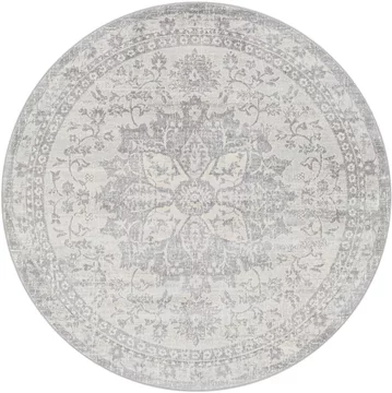 Monaco round rug - vintage traditional oriental boho - moc2328 - grey - sizes available