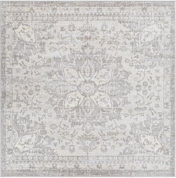 Monaco rug - vintage traditional oriental boho - moc2328 - grey - square - 200cm x 200cm