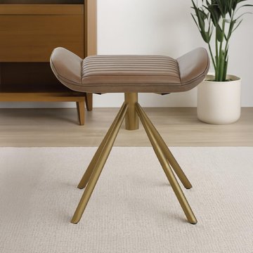 Buffalo footstool - swivel - grey - leather